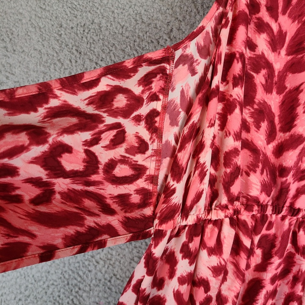 Kate Spade Panthera Tie Waist Wide Leg Jumpsuit Pink Animal Print Size Large - Picture 4 of 9